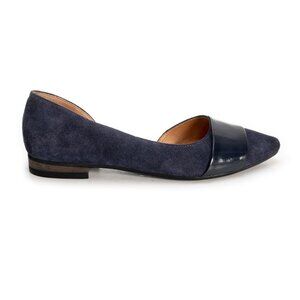 BADURA navy blue suede leather d'orsay cutout flats size 37